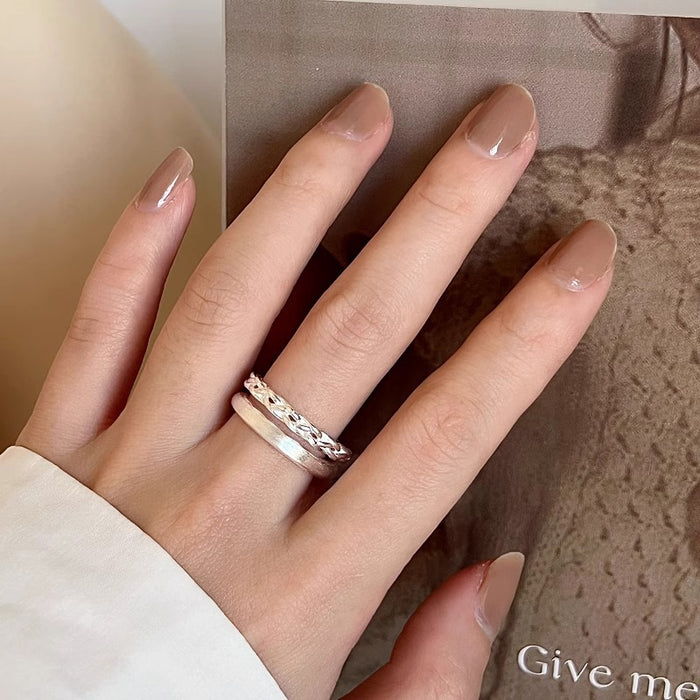 Wholesale Double layer brushed ring with adjustable opening, niche design, light luxury, fashionable, high-end feeling, new ring product