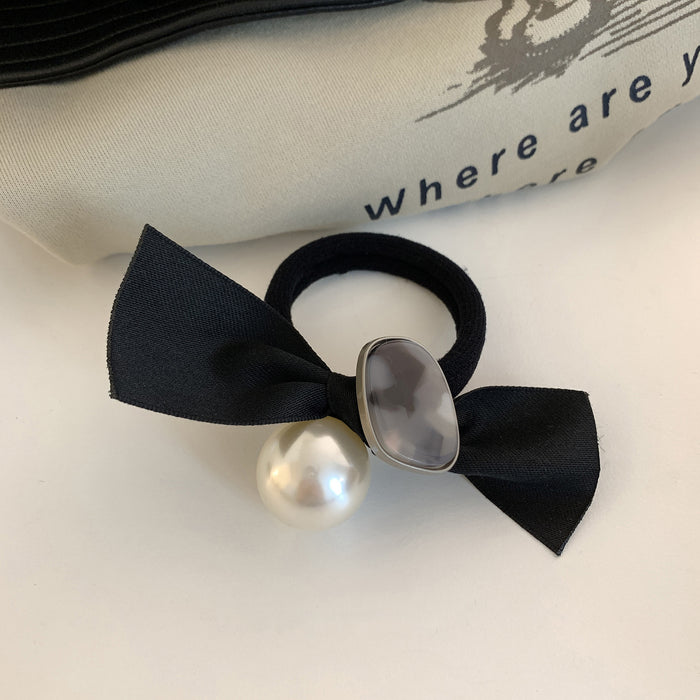 Wholesale Pearl bow headband, headband, rubber band for tying hair, high-end feel, rubber band headband, simple and elegant style