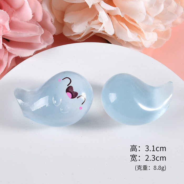 Wholesale Resin Glow-in-the-Dark Ghost Cartoon Keychain Desk Decoration Birthday Gift MOQ≥3