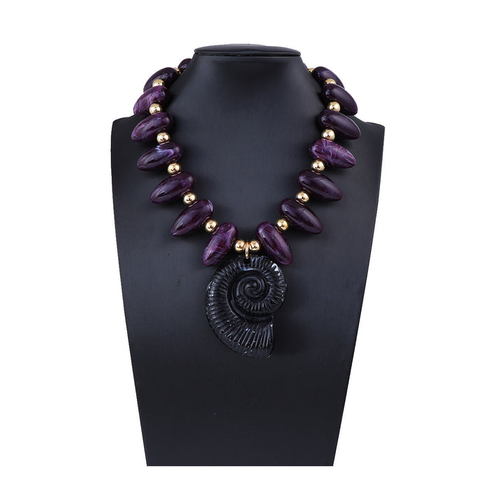 Wholesale Multi-Color Optional Beaded Large Conch Pendant Necklace Light Luxury Versatile Women