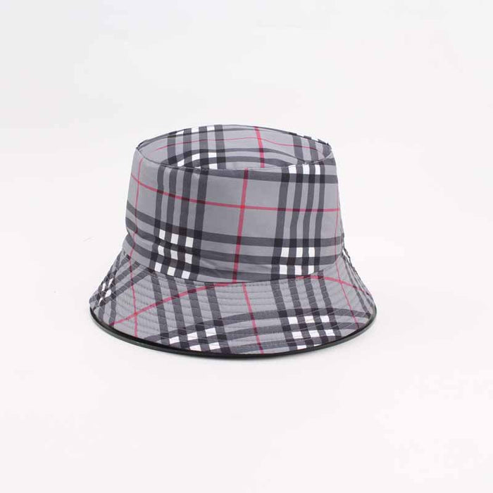 Wholesale Striped checkered basin hat for sun protection and travel, double-sided wearable