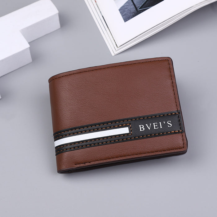 Wholesale PU Leather Men' s Bifold Wallet with Letter Design and Multiple Card Slots Stylish Everyday Accessory