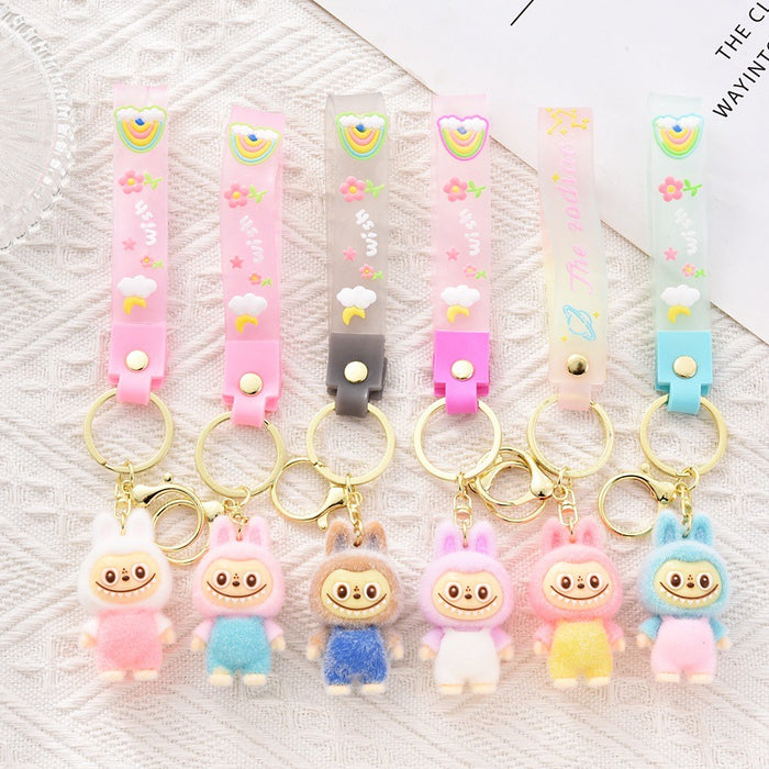 Wholesale Cartoon Flocked Cute Soft Rubber Keychains