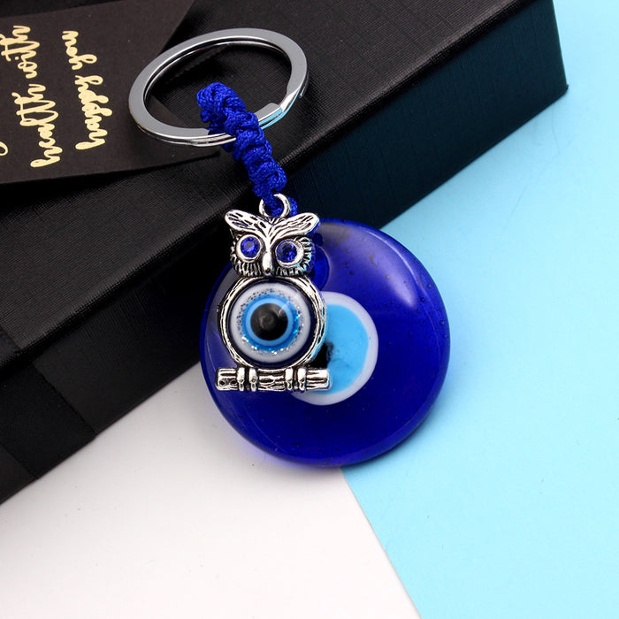 Wholesale Blue Eye Pendant Keychain Pendant with Diamond Set Slant Eyes Devil's Eye
