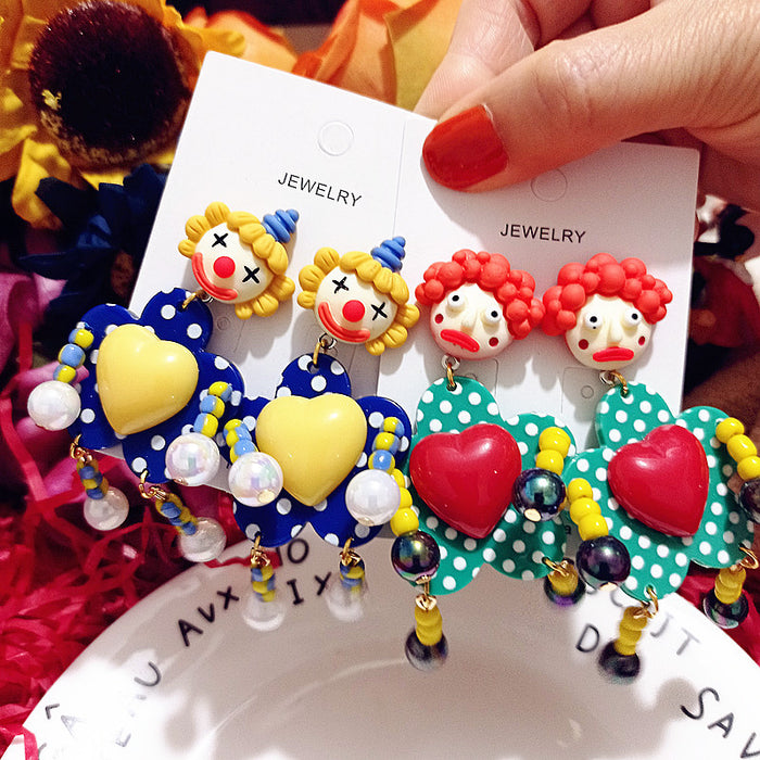 Wholesale Cartoon Cute Polka Dot Love Clown Resin Earrings JDC-ES-Xingj048