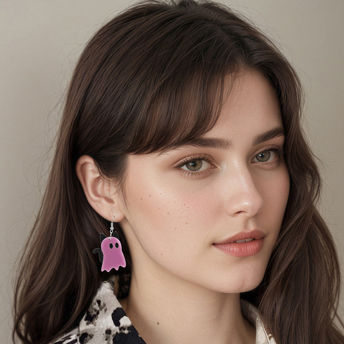 Wholesale  series acrylic earrings orange purple ghost cat earrings small simple style earrings