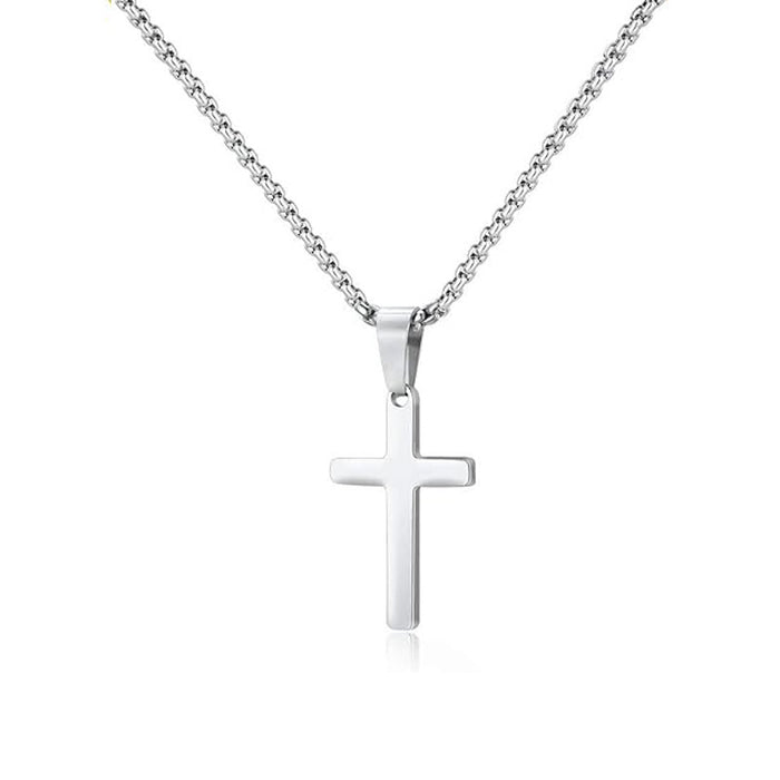 Wholesale Stainless steel smooth cross titanium steel necklace solid color accessories collarbone chain
