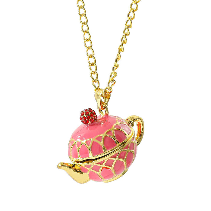 Wholesale Enamel-glazed teacup and wine glass  teapot long necklace sweater chain