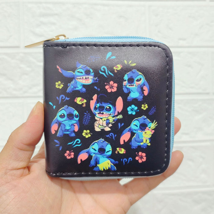 Wholesale Anime Peripheral Stitch PU Short Zipper Small Wallet 1269 Stitch Wallet Printing JDC-WT-DengX003