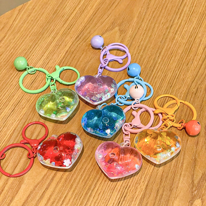 Wholesale Creative Oil Pearl Love Sparkle Keychain Sand Bottle Pendant