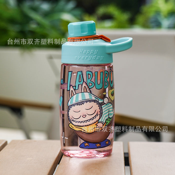 Wholesale Cartoon Pattern Transparent Plastic Cup Large-Capacity Water Cup,  Anti-Fall Cup,  Direct Drinking Rope,  Portable Cup