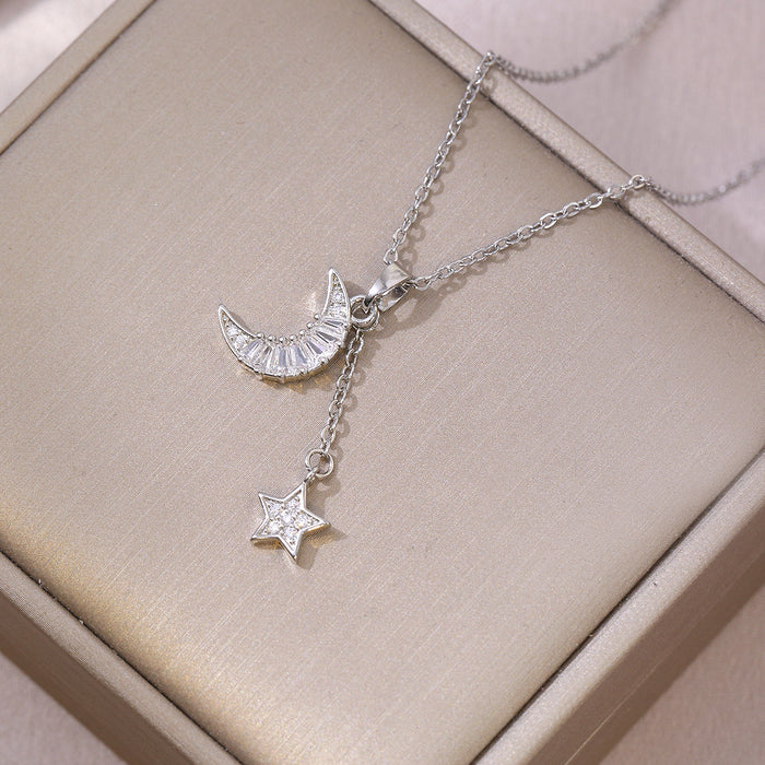 Wholesale Cross border fashion titanium steel necklace, niche design pendant, collarbone chain, temperament accessory