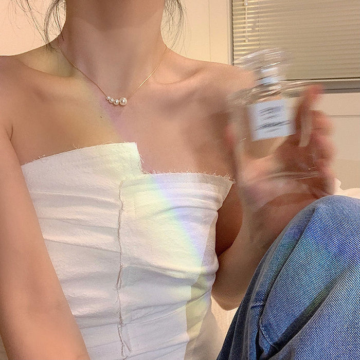 Wholesale Pearl necklace, niche, light luxury, versatile pendant, women's high-end sense, neckchain, simple collarbone chain accessory