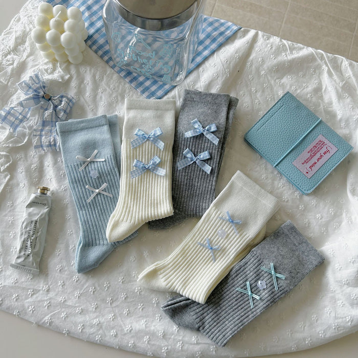 Wholesale Bow tie socks, long tube pile socks