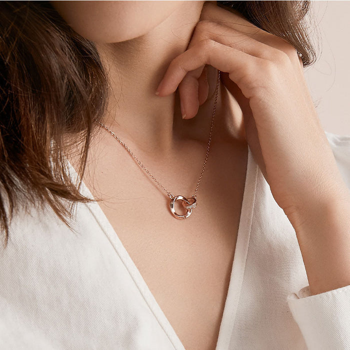 Wholesale Women's Copper Mobius Double-Ring choker Necklace