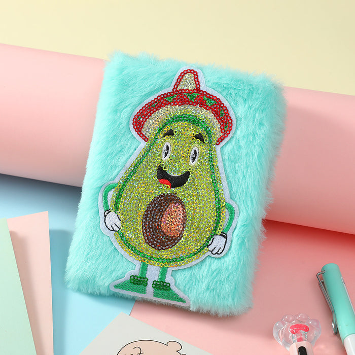 Wholesale Plush Cartoon Notebook Avocado Creative Girl Diary Student Award Prize Handbook Record Book
