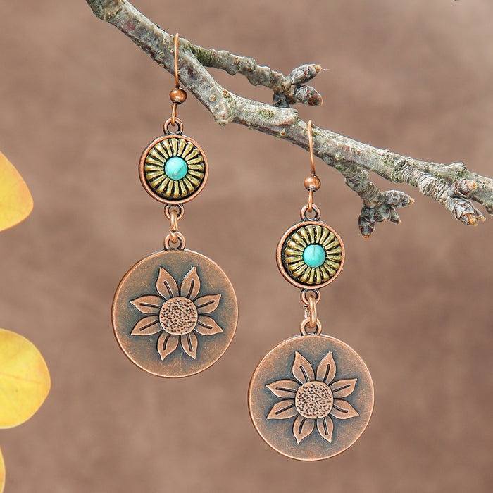 Wholesale Bohemian Geometric Irregular Leaf Metal Earrings Fashion Accessory MOQ≥2