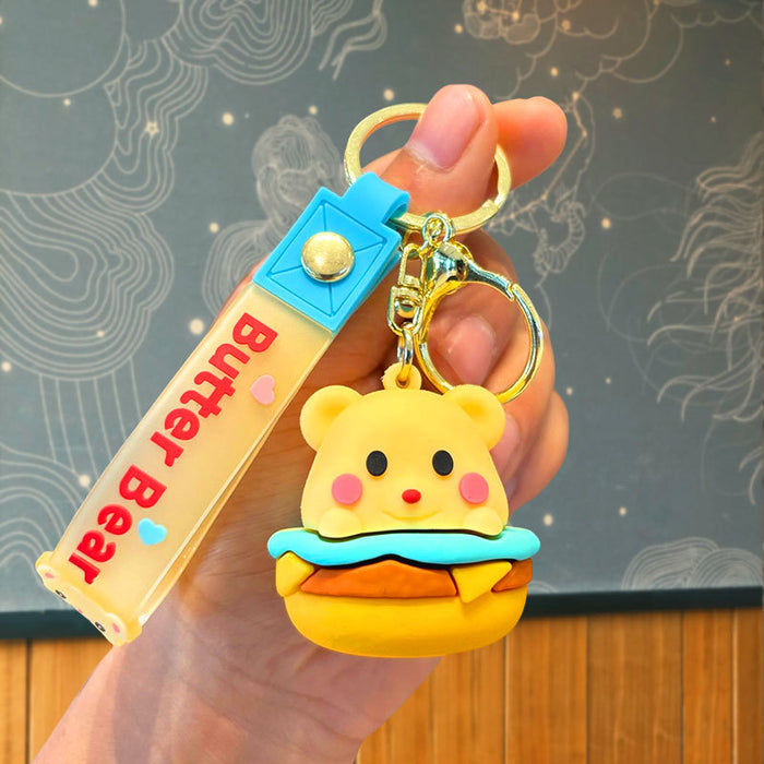 Wholesale Cartoon Silicone Butter Bear Doll Keychain JDC-KC-JuJi032