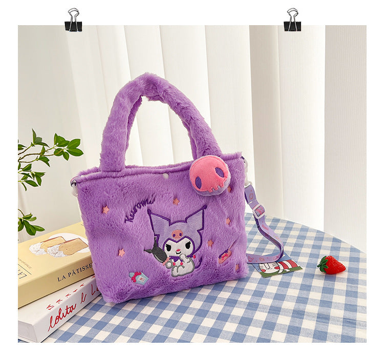 Wholesale Cute cartoon handbag shoulder messenger bag plush toy grab baby