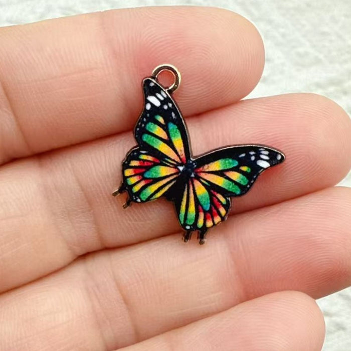 Wholesale 10 PCS DIY alloy enamel colorful butterfly single pendant charm