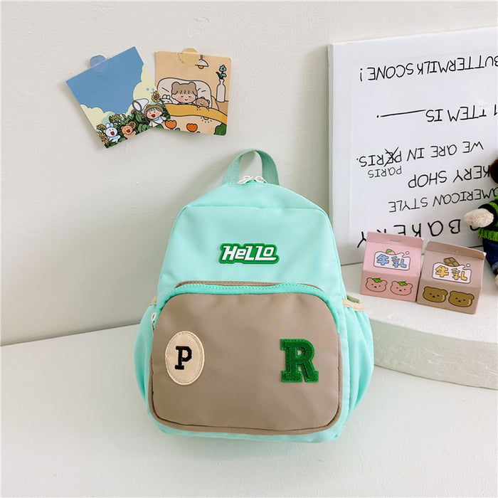 Wholesale Letter Contrast Nylon Children's Backpack JDC-BP-YuanDuo083