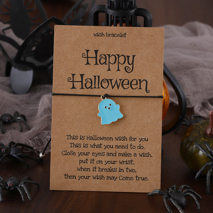 Wholesale Cute colorful ghost pendant bracelet funny oil drop hand-woven card ornaments