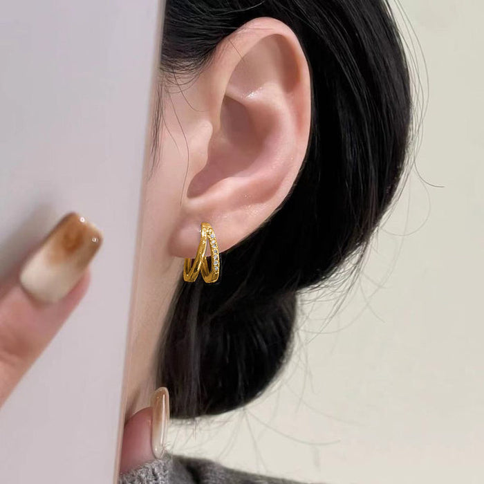Wholesale Stainless Steel Fashion Simple Gold-plated Oil Drop Earrings