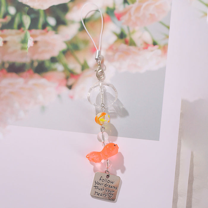 Wholesale Goldfish Pendant Mobile Phone Chain Beaded Pendant Mobile Phone Keychain