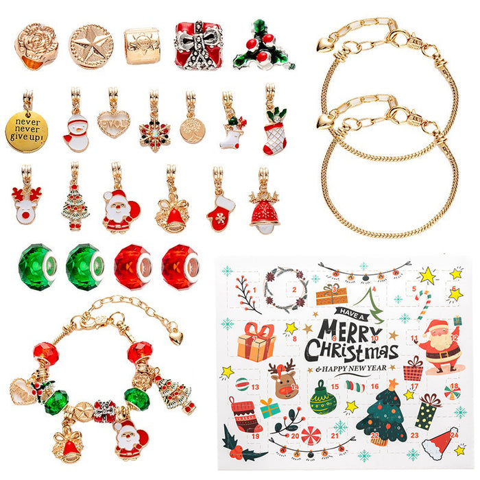 Wholesale Christmas DIY Bracelet Blind Box Gold 31 Grid Advent Calendar Jewelry Accessory Gift