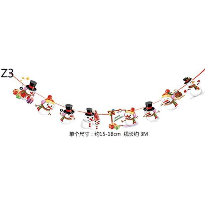 Wholesale Christmas Decorations Christmas Pull Flag Hanging Flag Holiday Banner Party Decoration Paper Cartoon Christmas Pull Flower String Flag