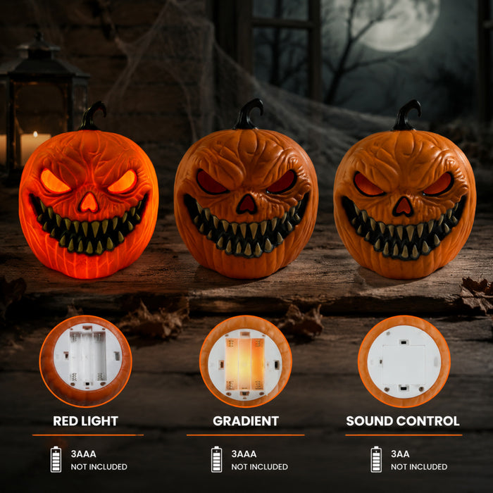 Wholesale Horror  Sound Activated Glowing Pumpkin Lantern Decorative Party Prop Gift