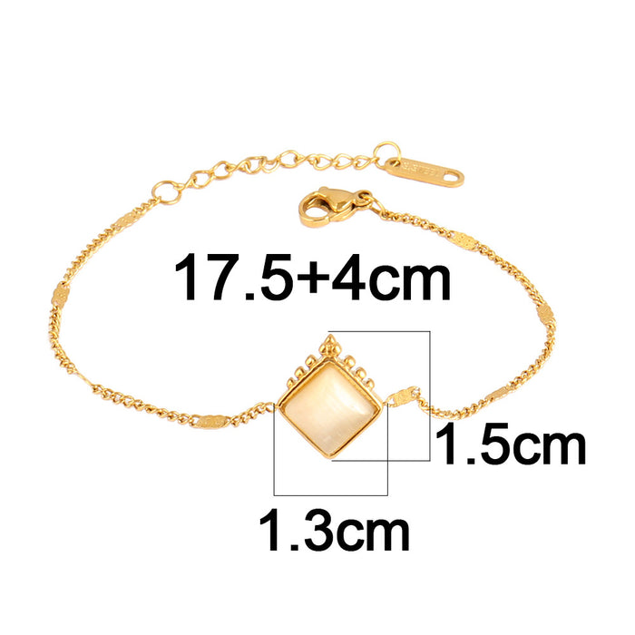 Wholesale Vintage stainless steel natural stone pendant bracelet,  simple and multi-element turquoise bracelet