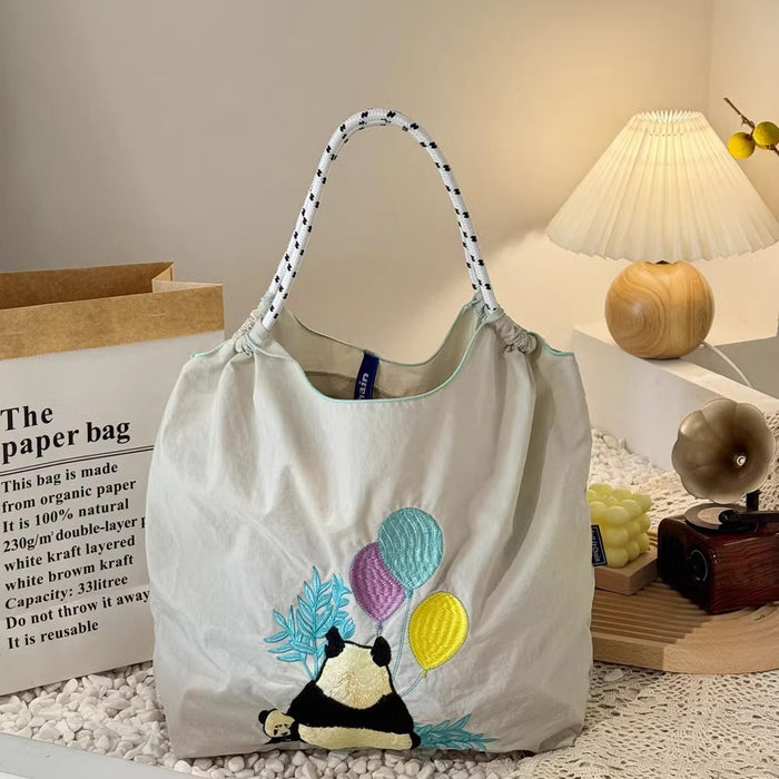Wholesale Embroidered Eco-Friendly Shopping Bag Nylon Cartoon Handbag Women' s Crossbody Shoulder Bag
