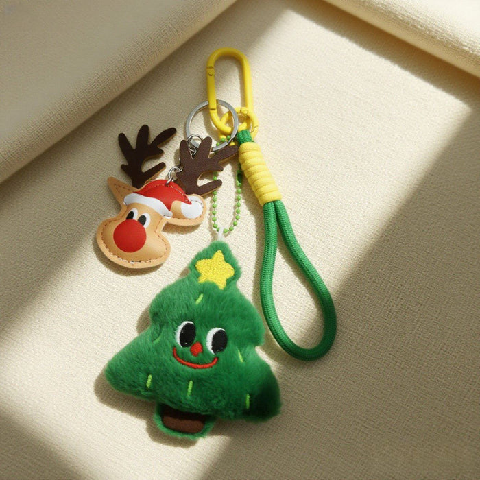 Wholesale Christmas Clothes Keychain Charm Cartoon Deer & Tree Knot Design for Festive Holiday Decoration
