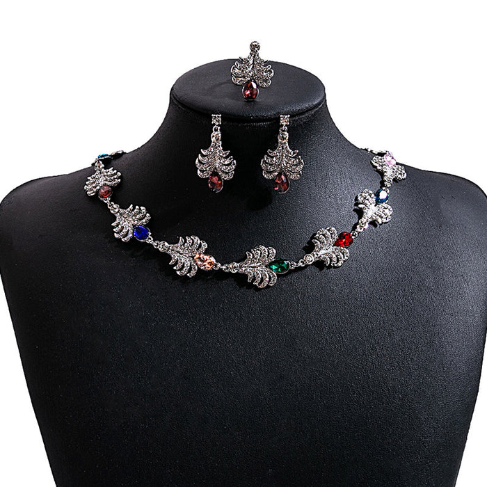 Wholesale Bohemian Turquoise Fringe Earrings and Necklace Set Alloy Jewelry