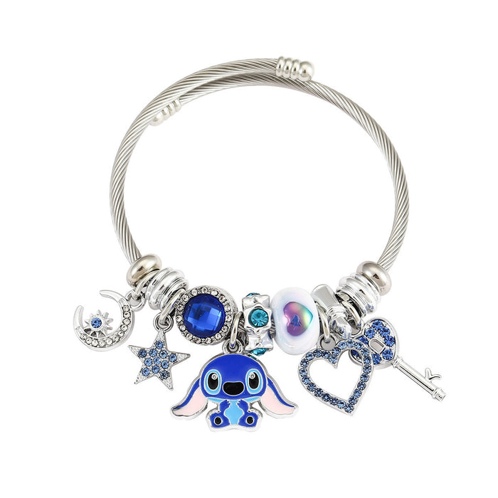 Wholesale Stainless Steel Sanlio Cute Stitch Bracelet Diy Cute Cartoon Oil Drop Pendant with Diamond JDC-BT-Luman001