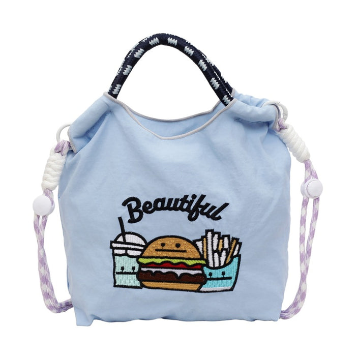 Wholesale New canvas bag embroidered eco-friendly shopping bag for commuting women, shoulder bag for niche diagonal cross bag