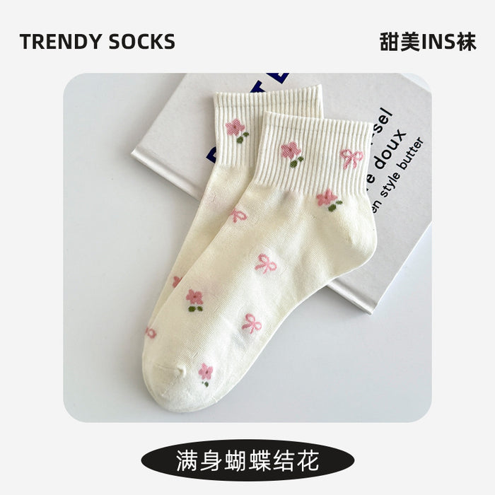 Wholesale Socks, cotton short socks, thin, cute and versatile, bow tie, anti odor, low top boat socks