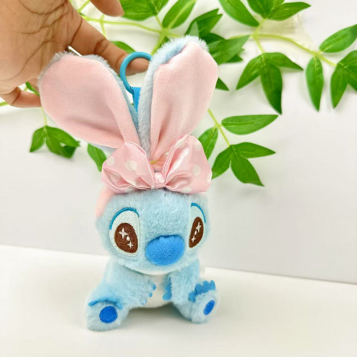 Wholesale Alien Cartoon Character with Bowknot Colorful Big Ears Doll Cute Plush Keychain Schoolbag Charm