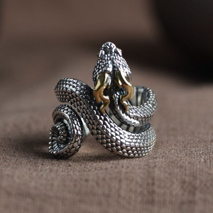 Wholesale Vintage style ring, niche personality, open mouth ring, adjustable old alloy ring