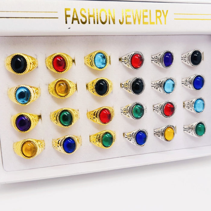 Wholesale Imitation gemstone men' s ring jewelry box vintage jewelry