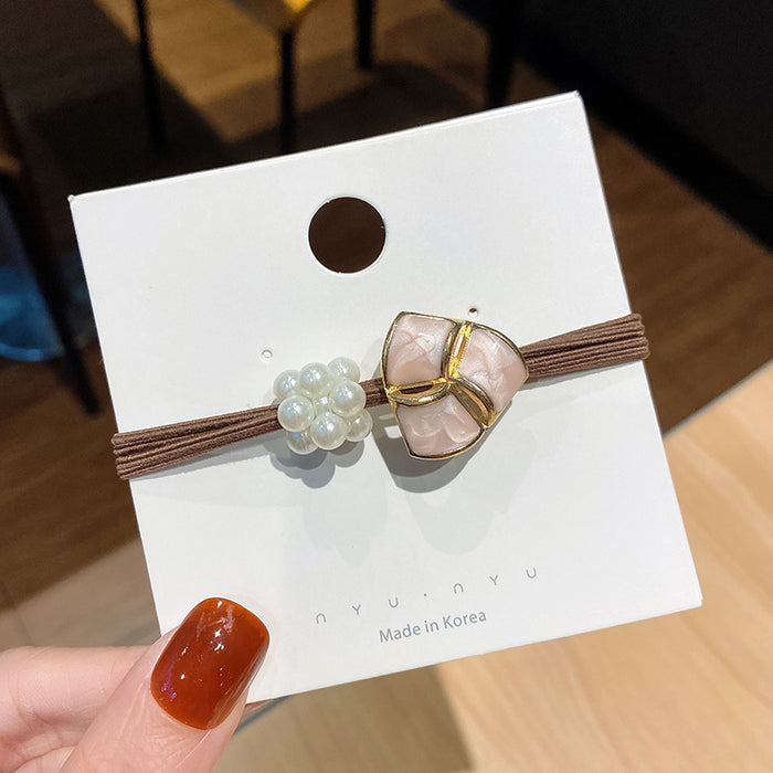 Wholesale 3 pcs Resin clover-shaped hollow crystal hair scrunchies