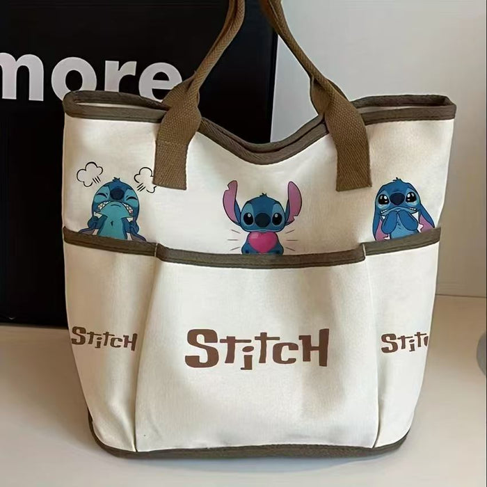 Wholesale Cartoon canvas bag for women's casual and versatile, hand-held for outdoor use, large capacity practical shoulder bag