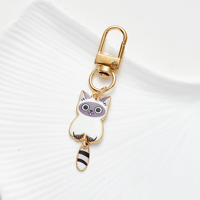 Wholesale Cute Alloy Cat Pendant Mini Car Keychain Zipper Decoration Pendant