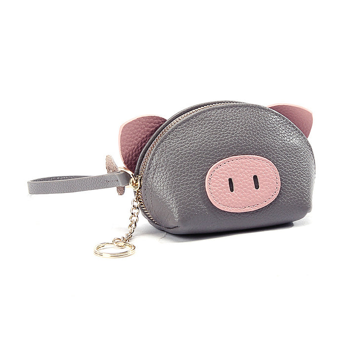 Wholesale Cute Hand Wallet Women's Cartoon Small and Exquisite Piglet Genuine Leather Zipper Coin Coin Coin Purse