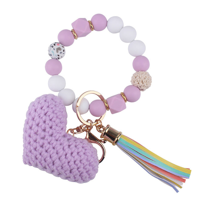 Wholesale Cartoon Love Bracelet Beaded  Keychain