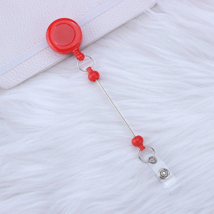 Wholesale Beadable Badge Reels Identification Easy To Pull Buckle DIY Beaded Plastic Keychain JDC-KC-CY001
