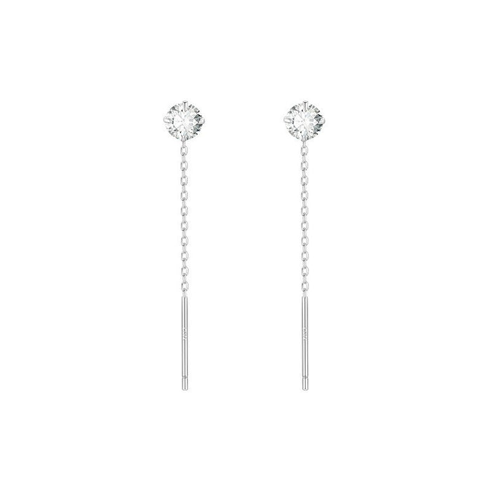 Wholesale Geometric square zircon tassel earrings with simple temperament, single diamond round star earrings, heart-shaped tassel earrings, and ear chains