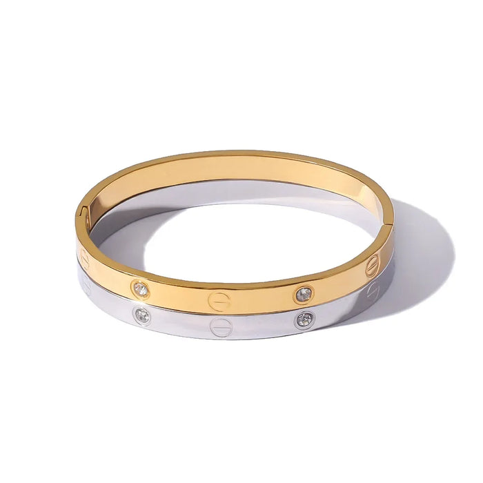 Wholesale Stainless steel bracelet with one nail and one diamond mirror polished bracelet