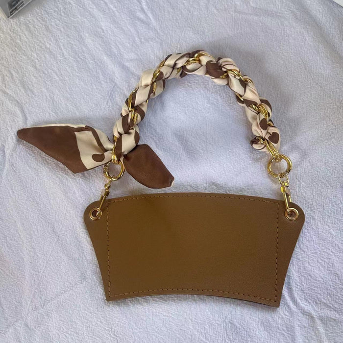 Wholesale  Acrylic Chain Portable Detachable Portable Coffee Cup Leather Heat Insulated